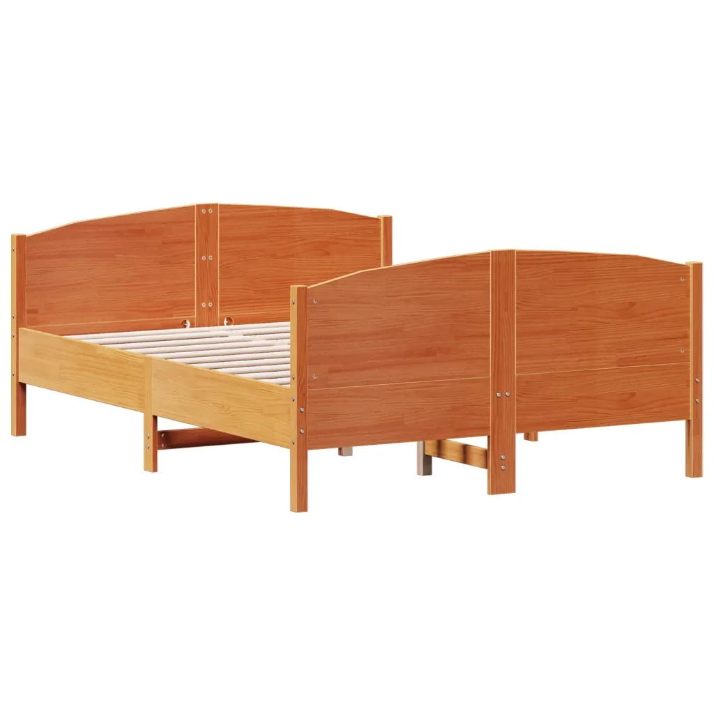 Letto senza Materasso-Struttura Letto Marrone Cera 135x190 cm in Legno di Pino 141776