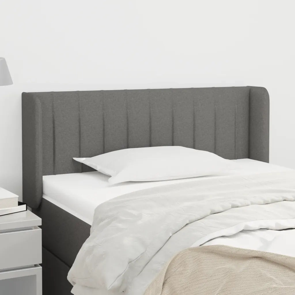 Testiera ad Orecchio-Testata con Orecchie Grigio Scuro 103x16x78/88 cm in Tessuto 382945
