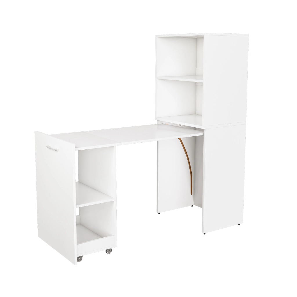 SCRIVANIA Estensibile con mobile contenitore, MDF bianco
