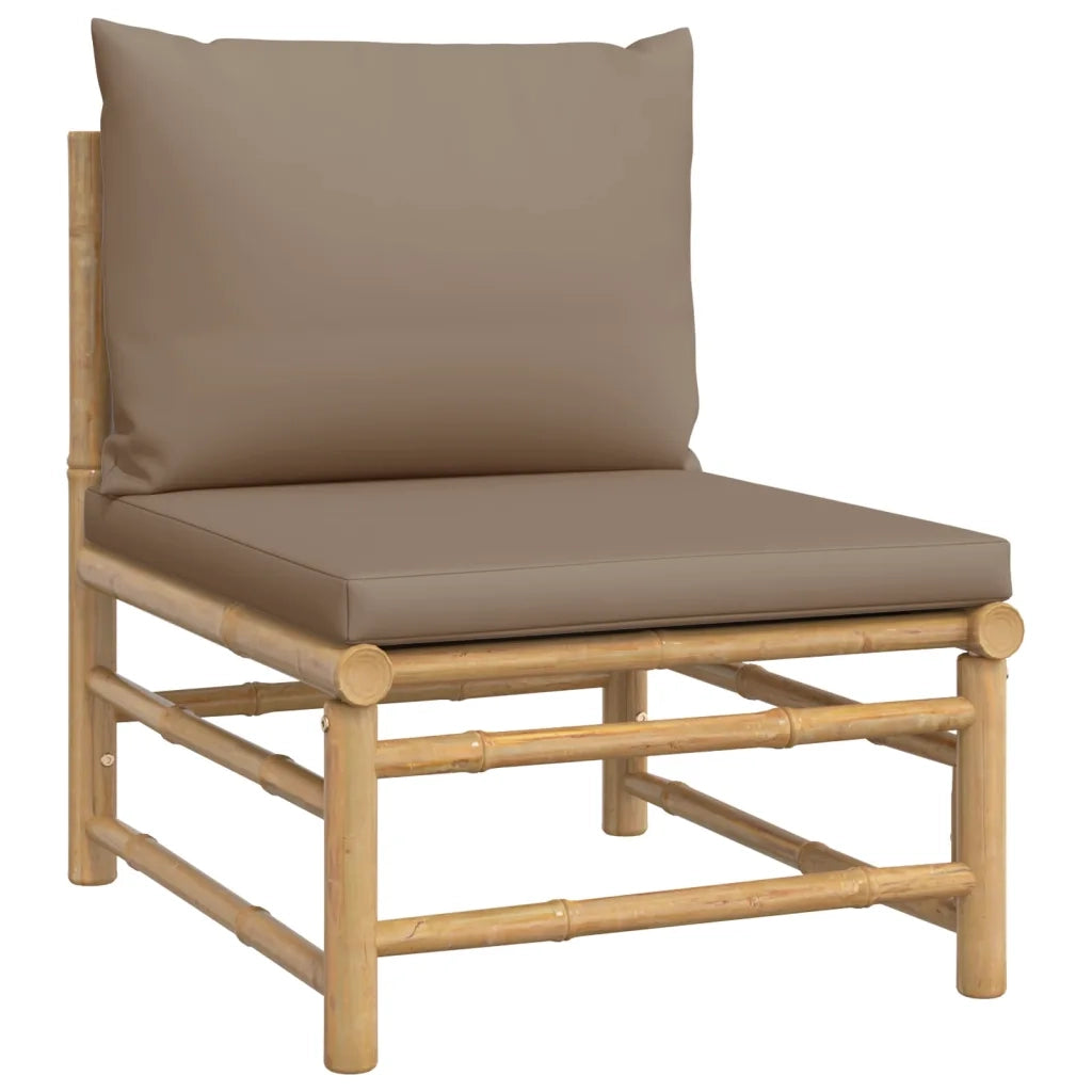 Set Salotto da Giardino 3pz con Cuscini Tortora Bambù 3155119