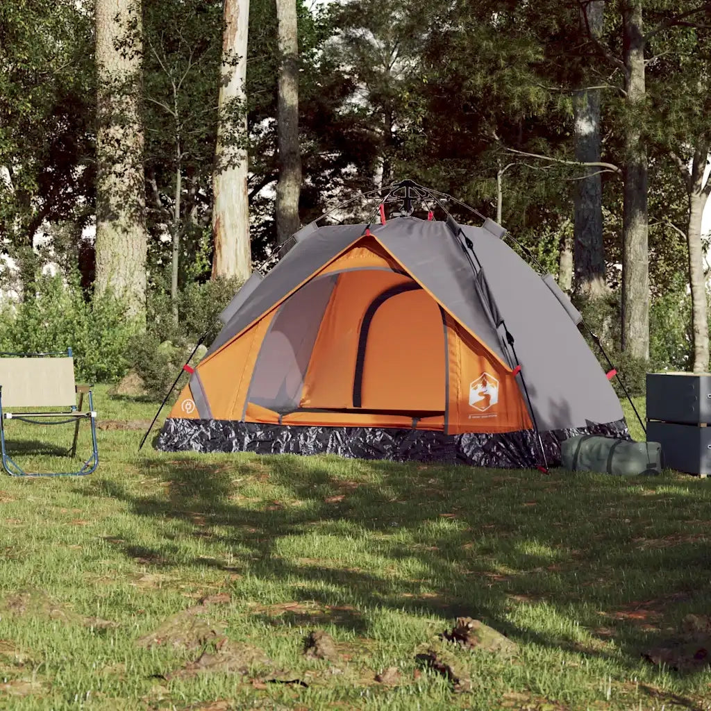 Tenda a Cupola 2 Persone Grigio e Arancione a Rilascio Rapido 4004191