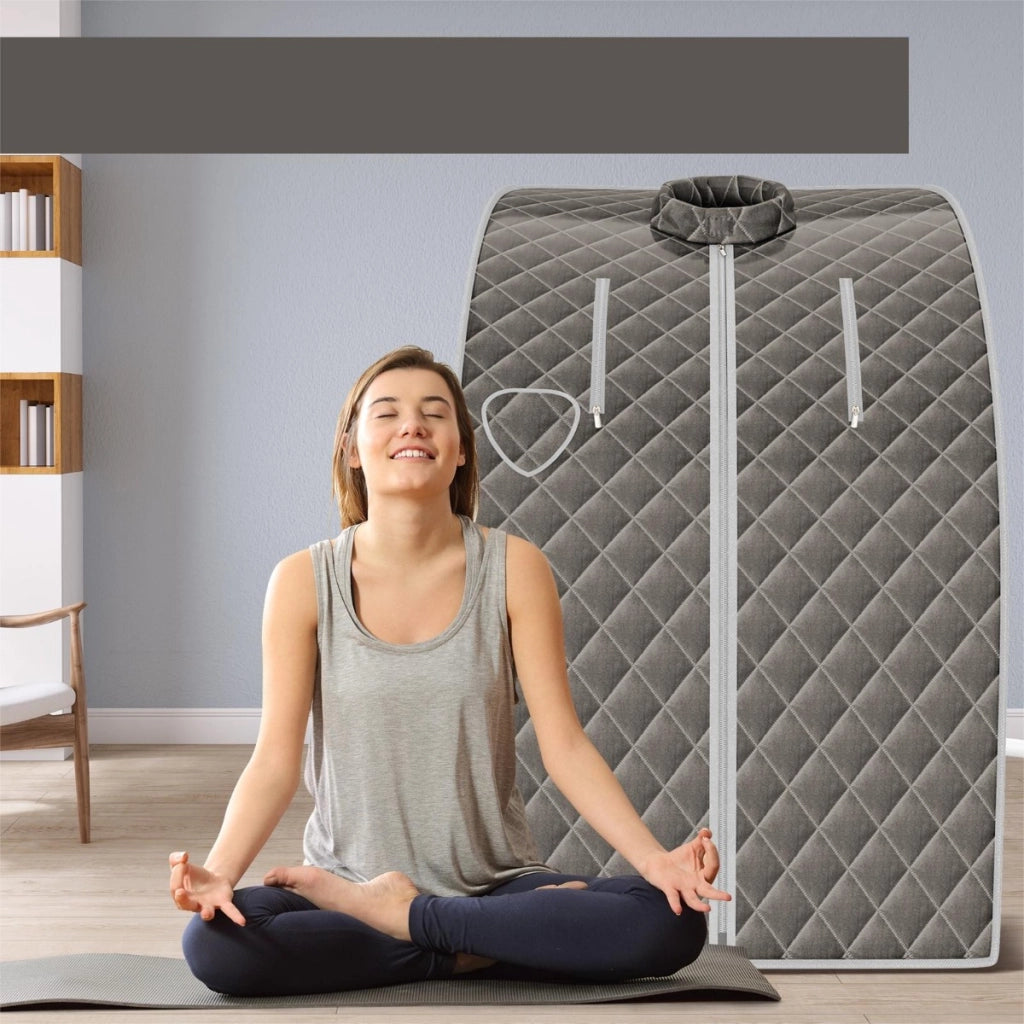 Sauna a vapore portatile timer e temperatura regolabili, Sauna pieghevole 3L con telecomando Grigio-Massaggiatori