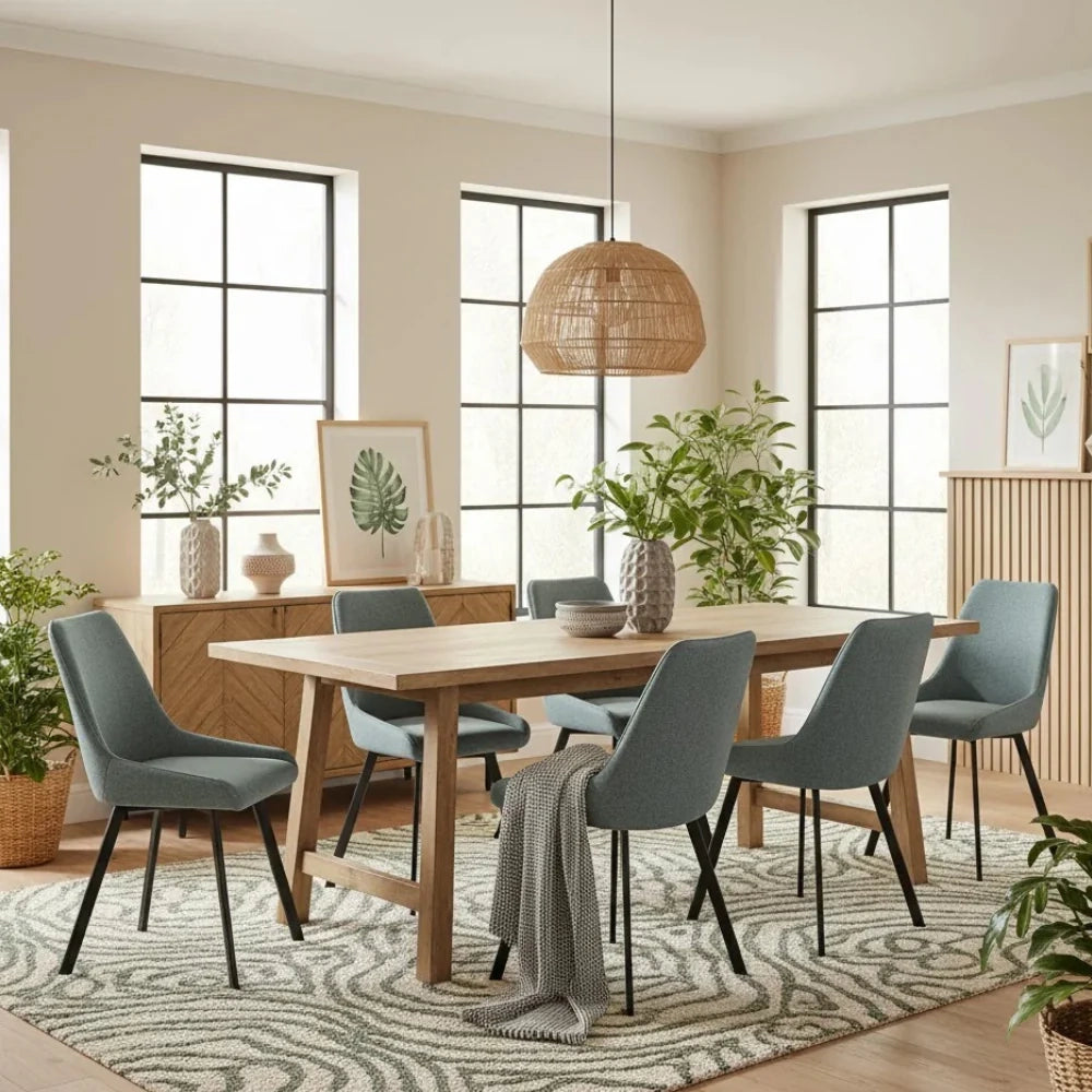 Set di 4 sedie da pranzo imbottite in microfibra acquamarina Artemis con struttura in metallo facili da pulire | Duzzle