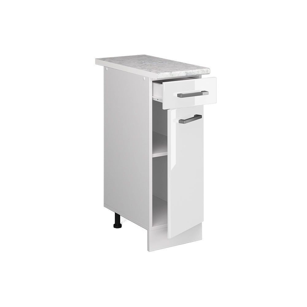 Vicco Base universale Bianco lucido 30 cm con cassetto, con piano di lavoro