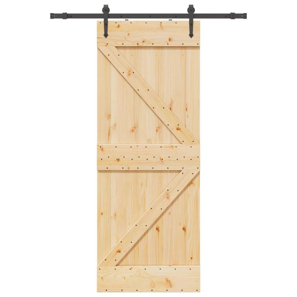 Porta scorrevole NARVIK Naturale e Nero 80 x 210 cm (152,5 cm) 3445242