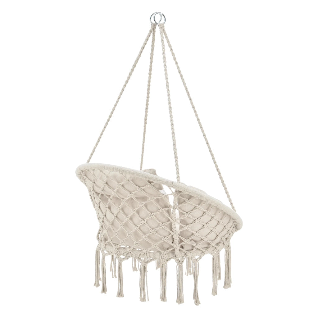 Seduta amaca rotonda con cuscino sedia sospesa peso seduta fino a 150 kg 60 cm crema 03_0006058