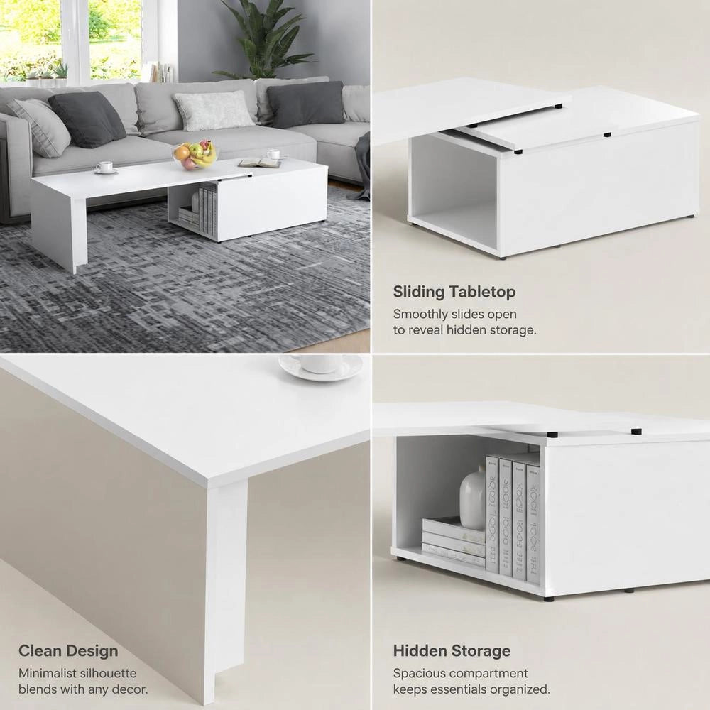 Coffee Table White 150x50x35 Cm Wood Material