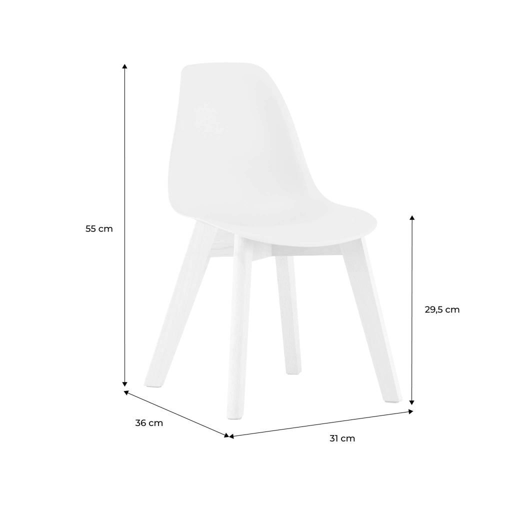 Sedia scandinava per bambini in legno di faggio, bianco