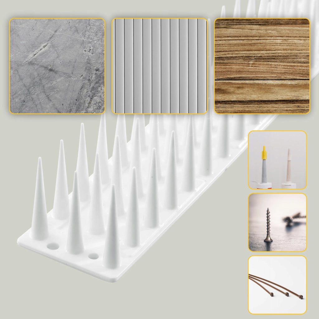 Punte anti-piccioni KADAX, 51 cm, in plastica densa e resistente, 24 pezzi