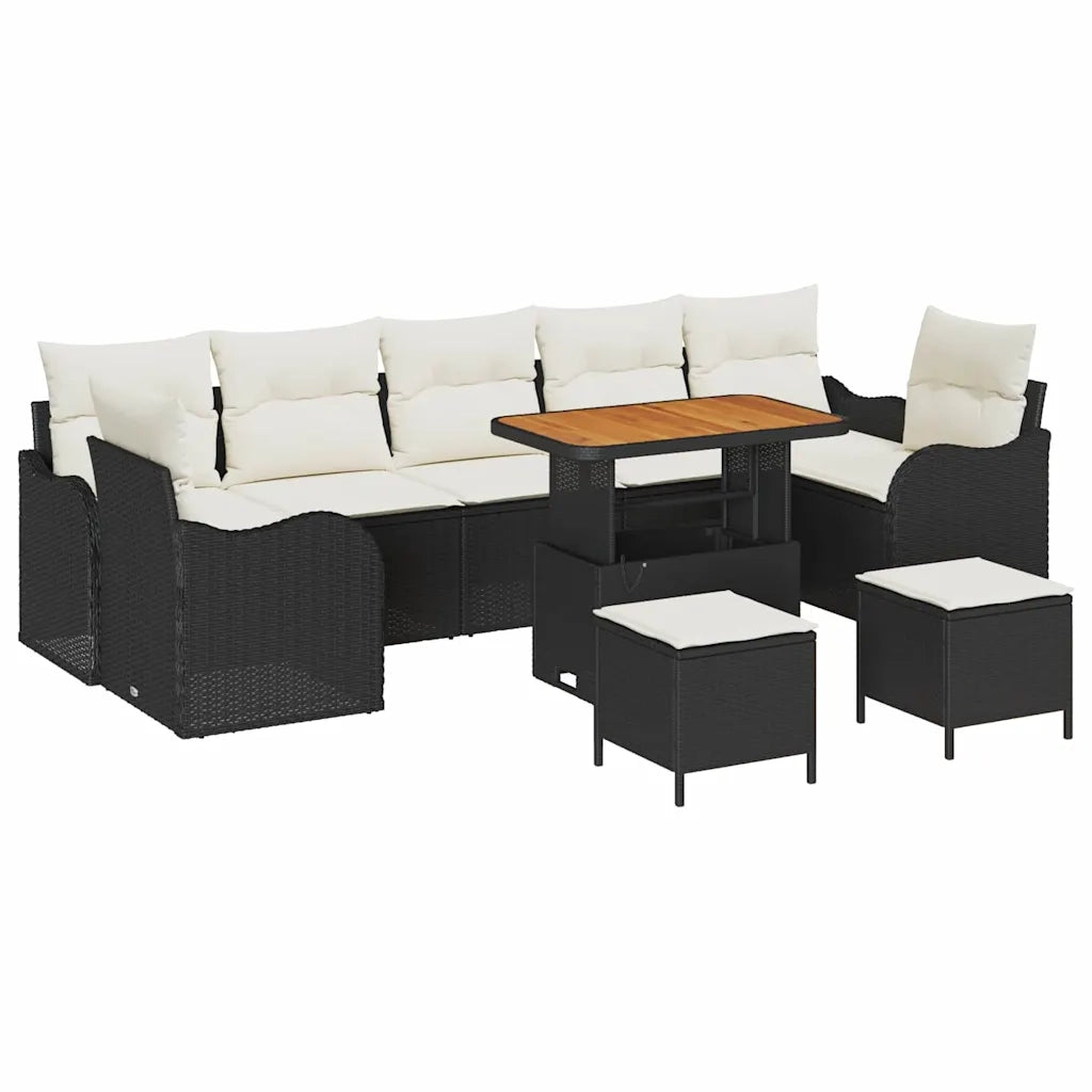 Set Divano da Giardino con cuscino 10 pcs Nero polyrattan 3362250