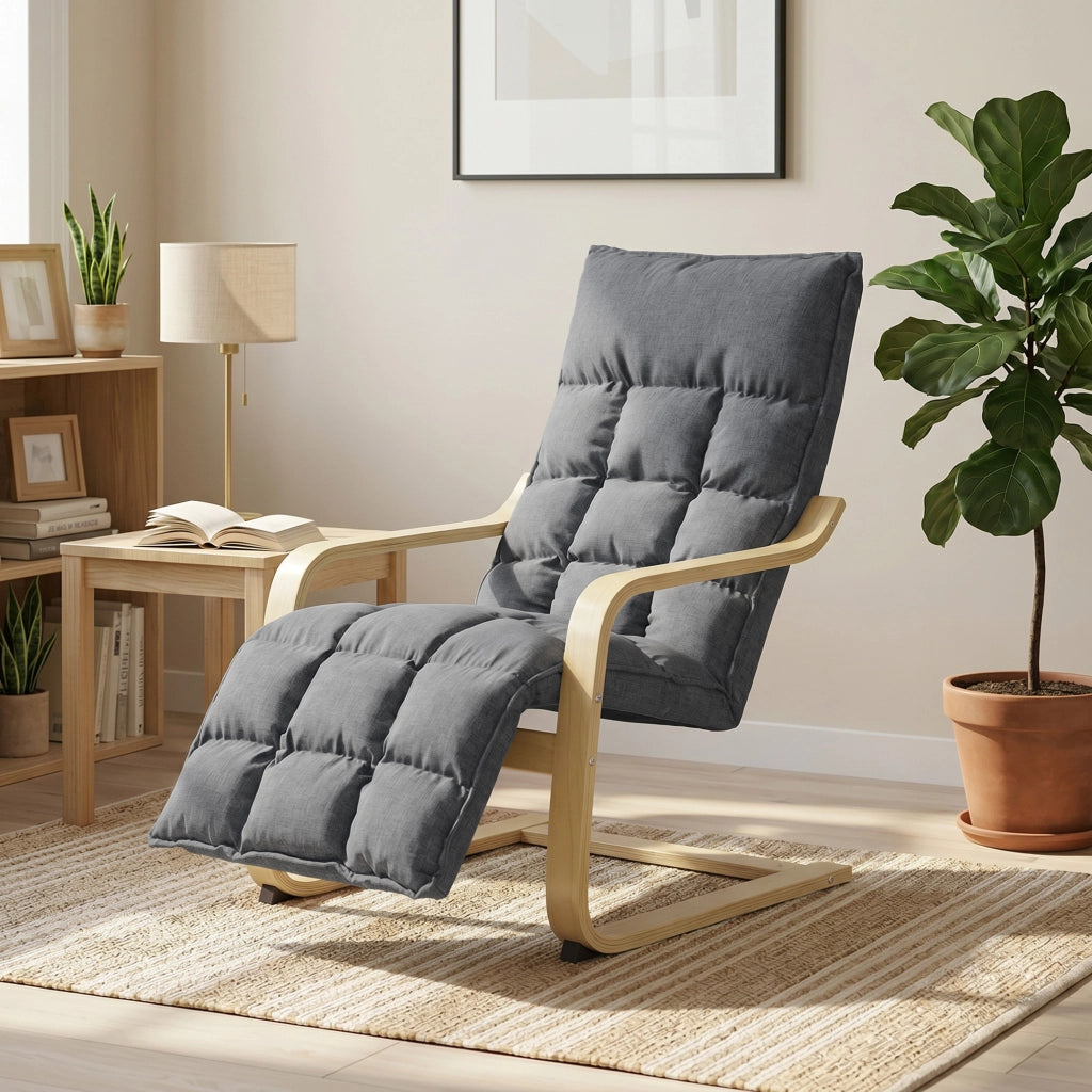 Poltrona Relax con Poggiapiedi e Dondolo ¨C Minimal ¨C Grigio