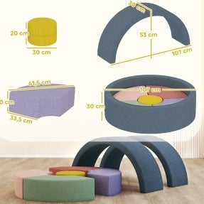 Set di 7 blocchi da arrampicata in schiuma 107x107x30 cm multicolore -