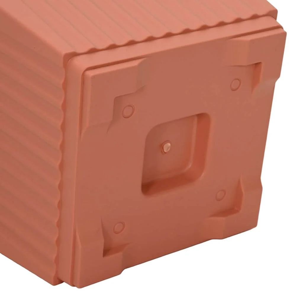 Set di 6 vasi da fiori quadrati moderni 43 x 43 x 33,5 cm per interno ed esterno in plastica rosso mattone 02_0059361