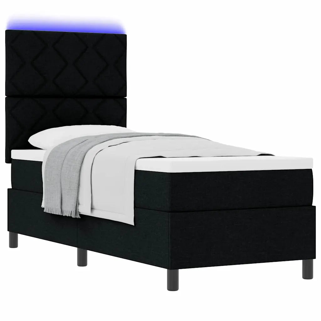 Letto a molle con materasso con led Nero 80 x 200 cm Tessuto
