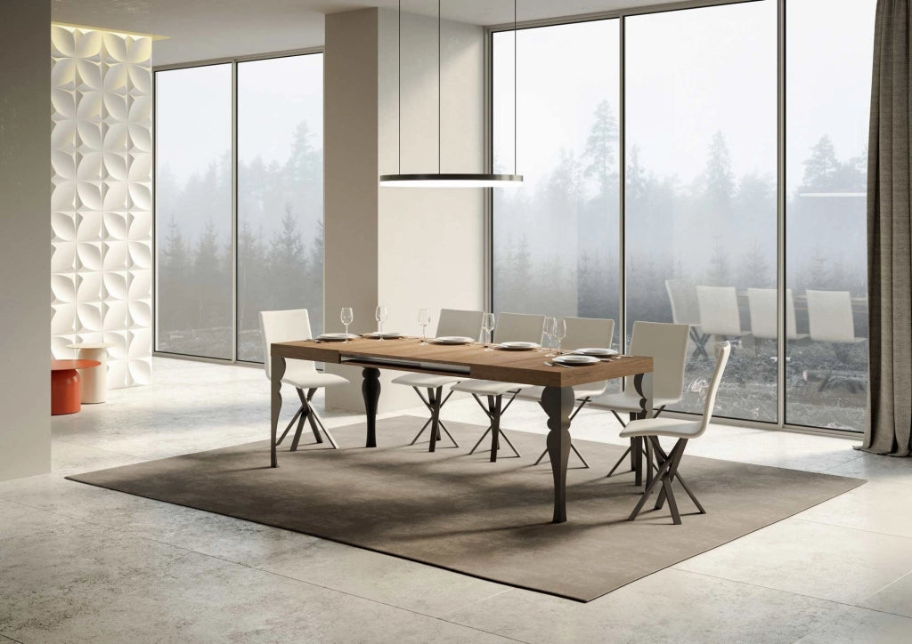 Tavolo allungabile 90x140/400 cm Paxor quercia natura telaio Antracite