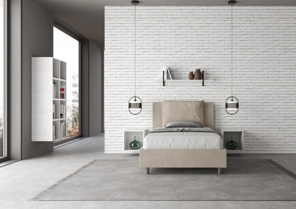 Letto 1 Piazza e Mezzo 130x210 cm con Rete Antea Sabbia