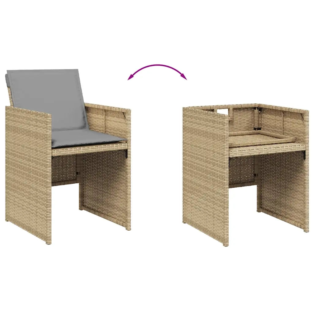 Set Pranzo da Giardino 17 pz con Cuscini Beige Misto Polyrattan 3277835