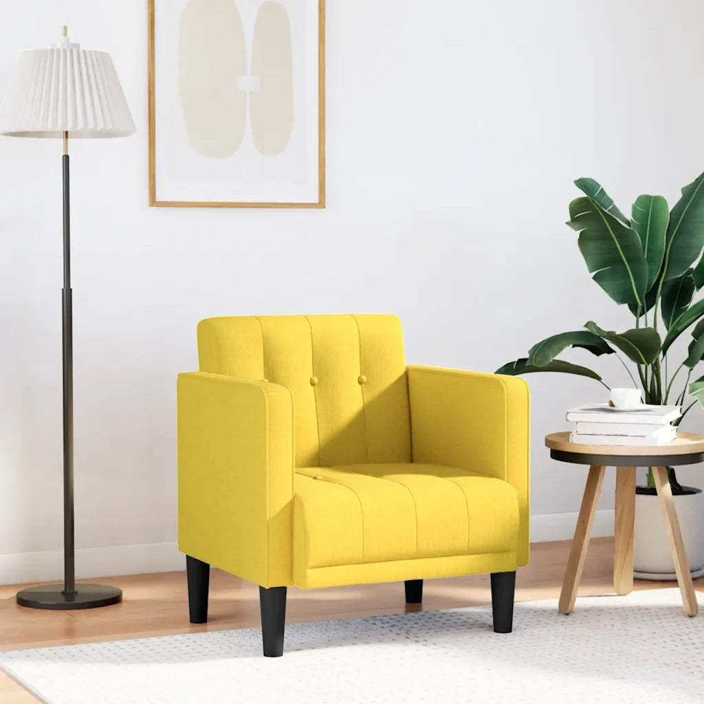 Divano Poltrona | Sedia con Braccioli Giallo Chiaro 53 cm in Tessuto