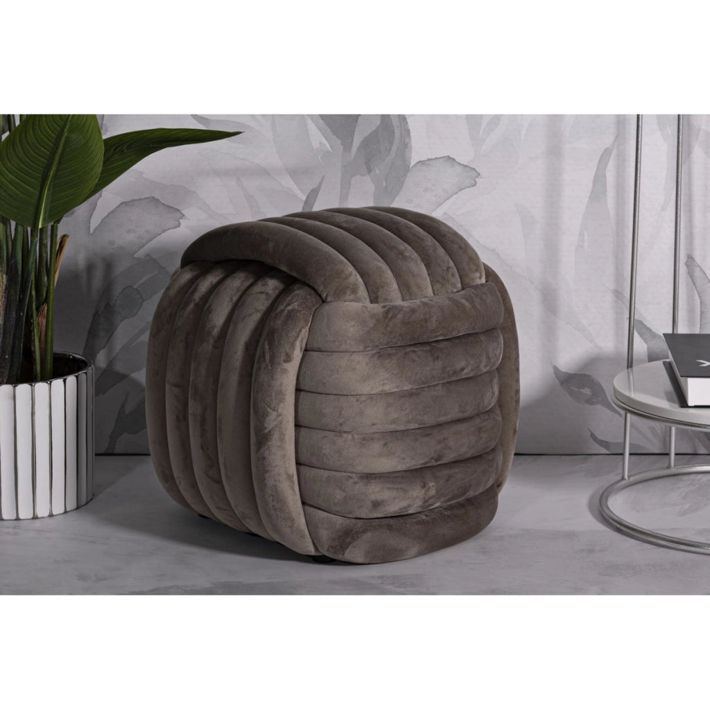Pouf Gomitolo 4, Grigio, Cotone, 45x45x45 cm