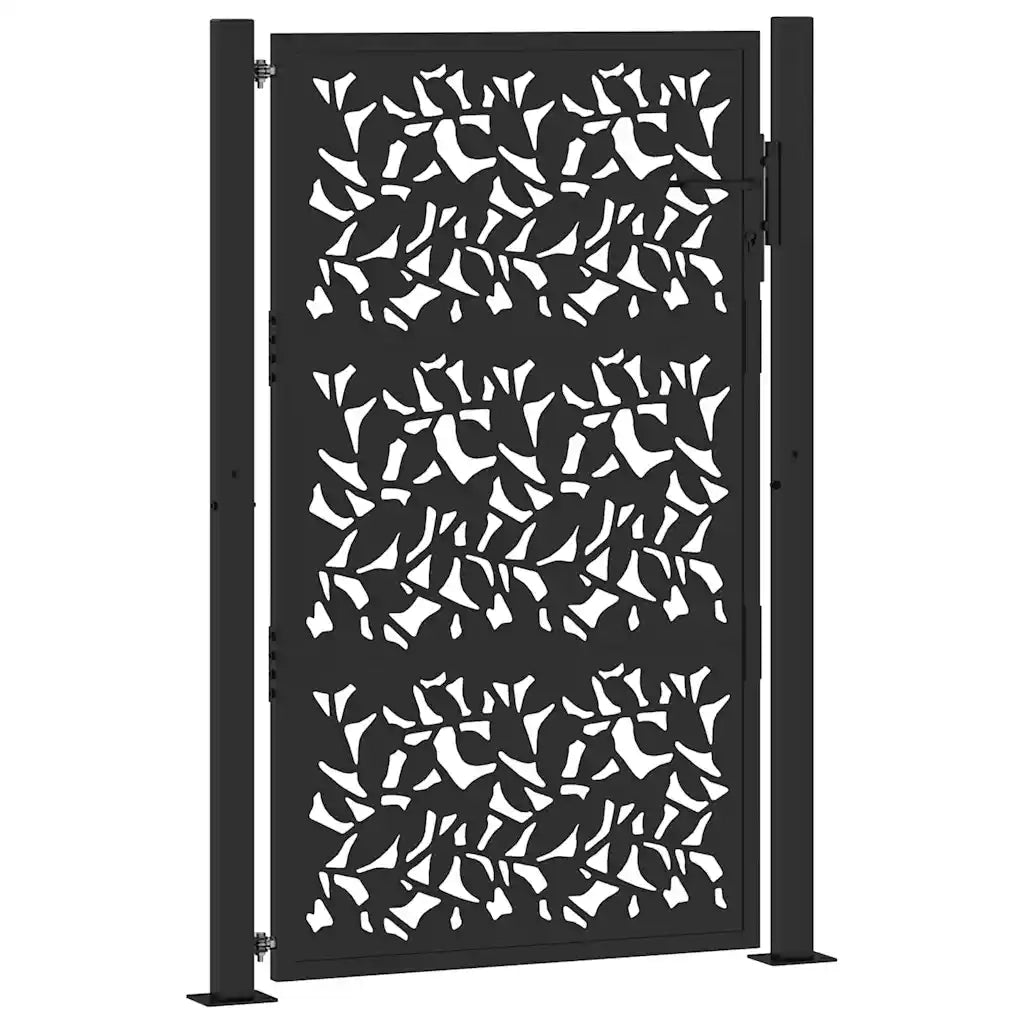 Cancello da giardino nero 100x150 cm in acciaio con design a foglia 4100961