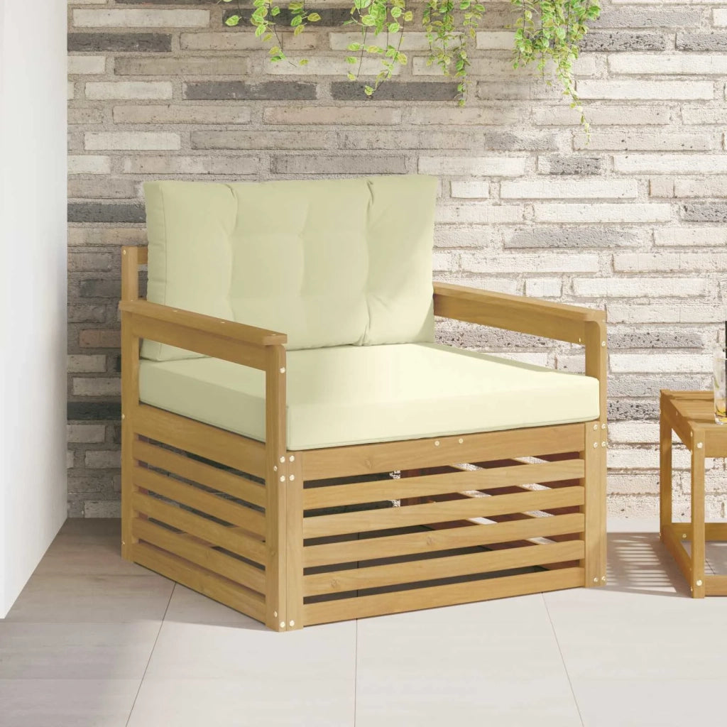 Divano da esterno Poliestere Bianco e crema 3439122