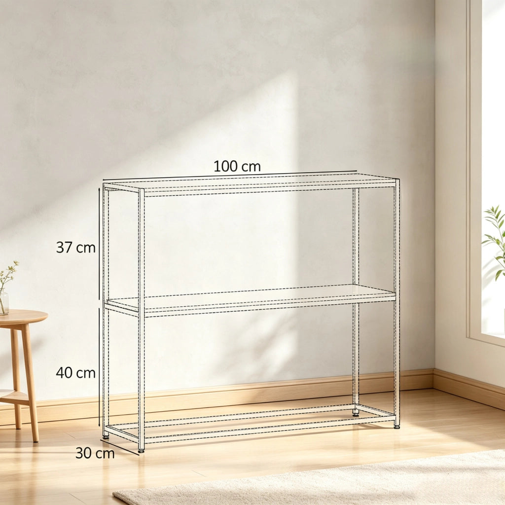 CONSOLA ingresso 100x30x87 cm nera in acciaio e pannello truciolare