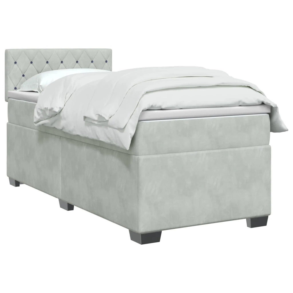 Letto con Box Spring, Materasso e LED Grigio Chiaro Singolo 3452258