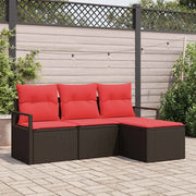 Set di divani con cuscino 4 pcs Marrone e Rosso polyrattan 3355003