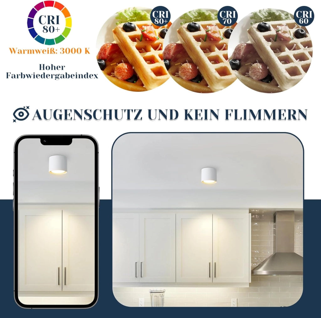 ZMH Lampada da soffitto LED moderna bianca rotonda 5W per camera letto