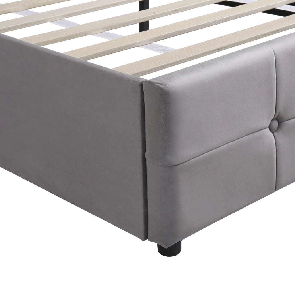Letto imbottito 140x200 con contenitore idraulico e testiera regolabile
