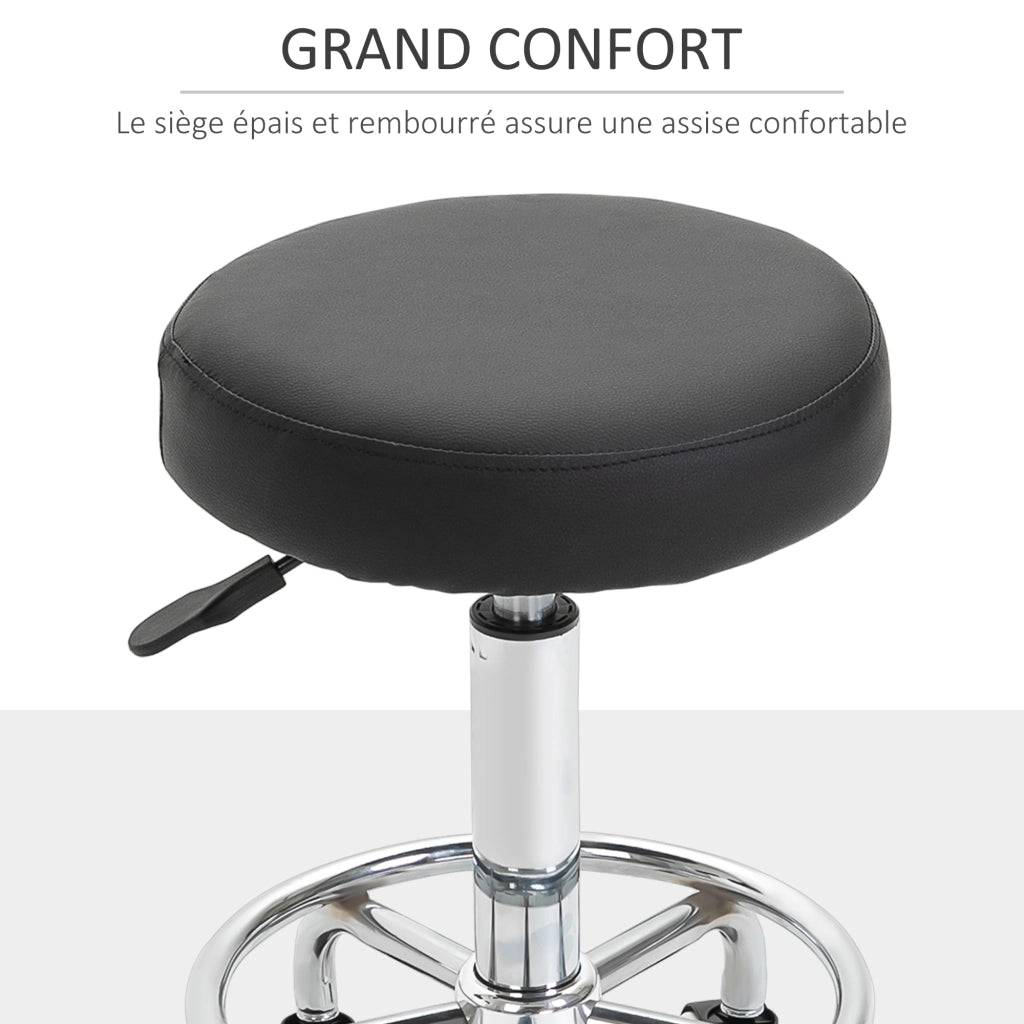 Sgabello con Rotelle Regolabile in Altezza ¨C Minimal ¨C Nero 50-64 cm