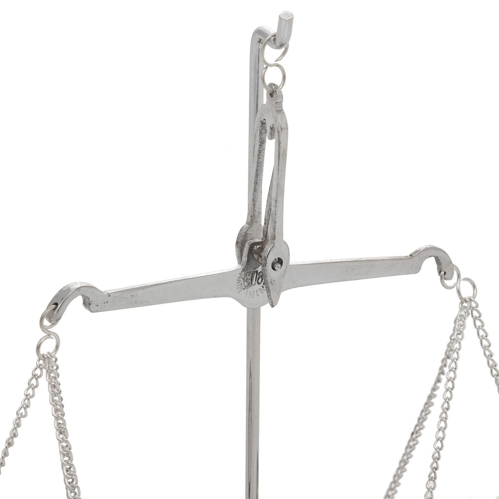 Bilancia metallo base acrilico argento d7x20h cm