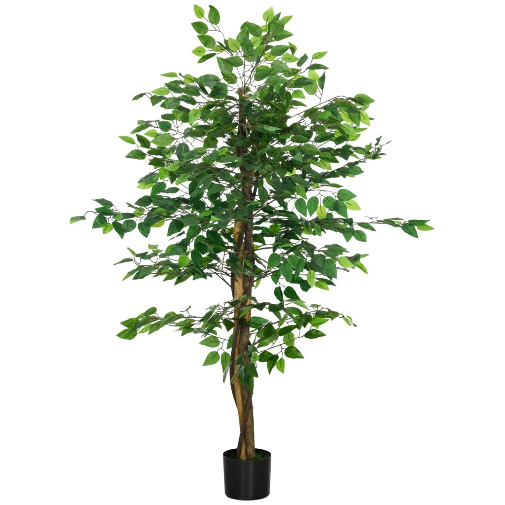 Pianta Artificiale di Ficus da Interno e Esterno H150 cm con Vaso Verde