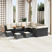 Set Divano da Giardino 14 pcs Nero polyrattan