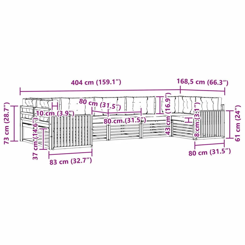 Set di divani da esterno 7 pcs Grigio Naturale e Chiaro 3374056
