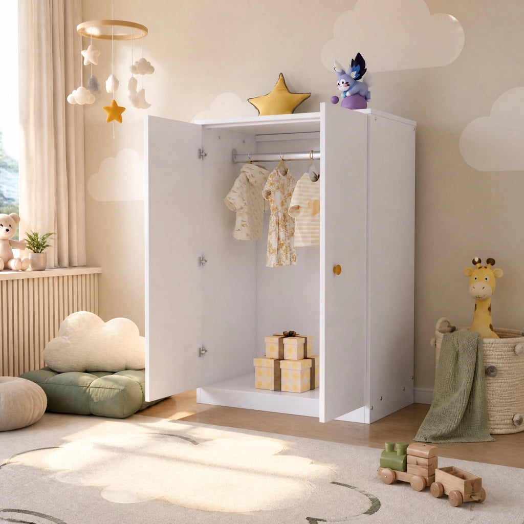 Armadio compatto 2 ante 80x50x120 cm con barra appendiabiti bianco HAVRYA