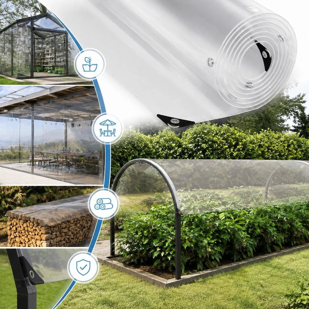Telo trasparente con occhielli, 2x8 m, in PVC, durevole e versatile, ideale per coperture esterne, giardino e balcone