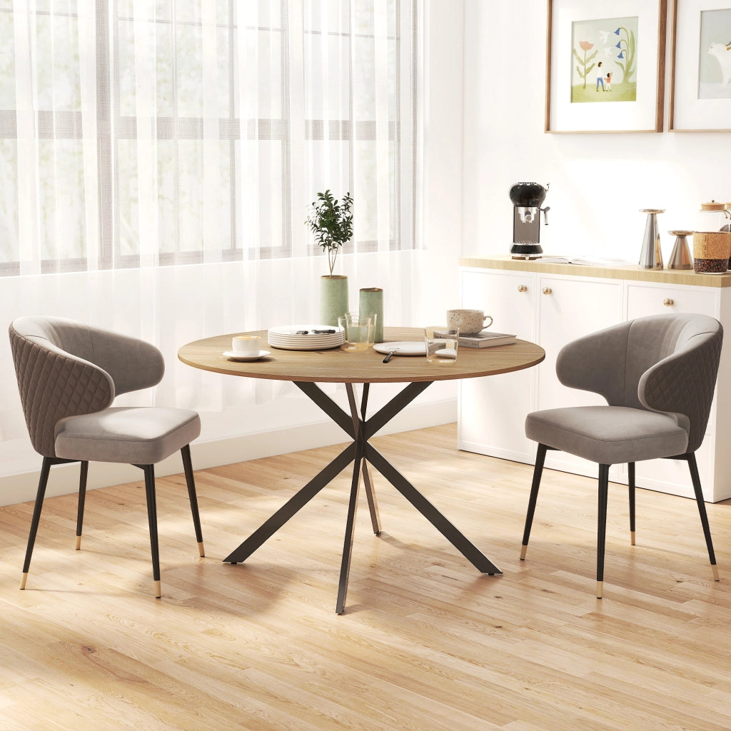 Tavolo da Pranzo Rotondo per 4 Persone ¨C Minimal ¨C Acciaio Rovere 120x75 cm