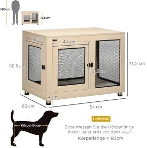 Gabbia per cani ULEVR 94x60x71,5 cm con 2 porte bloccabili e cuscino lavabile, rovere e nero
