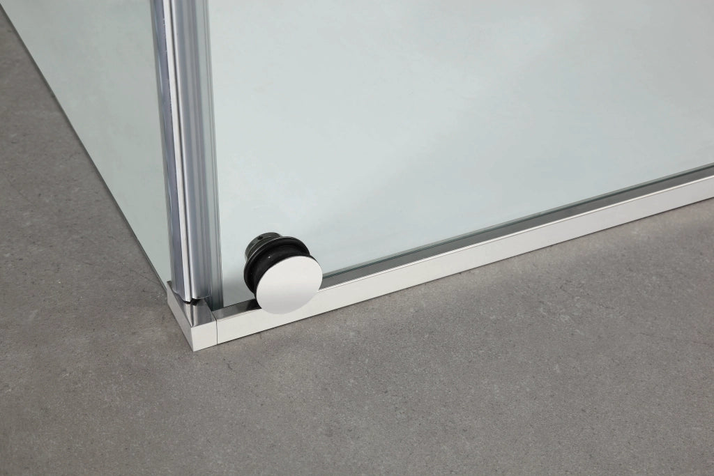 Box doccia angolare VETRUM apertura al vertice 145x70 cm (143-148/65-70) acciaio inox lucido