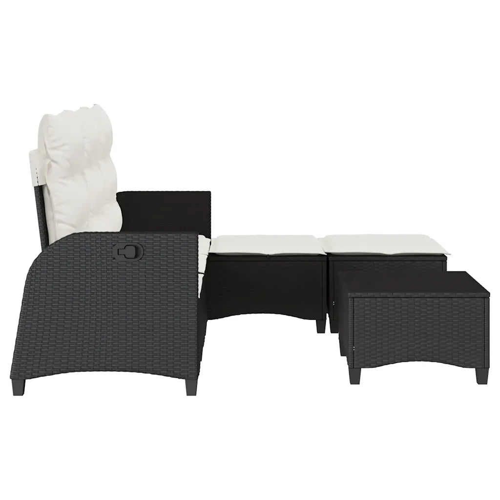 Set Divani da Giardino 3 pz con Cuscini Forma L Polyrattan Nero 3328638