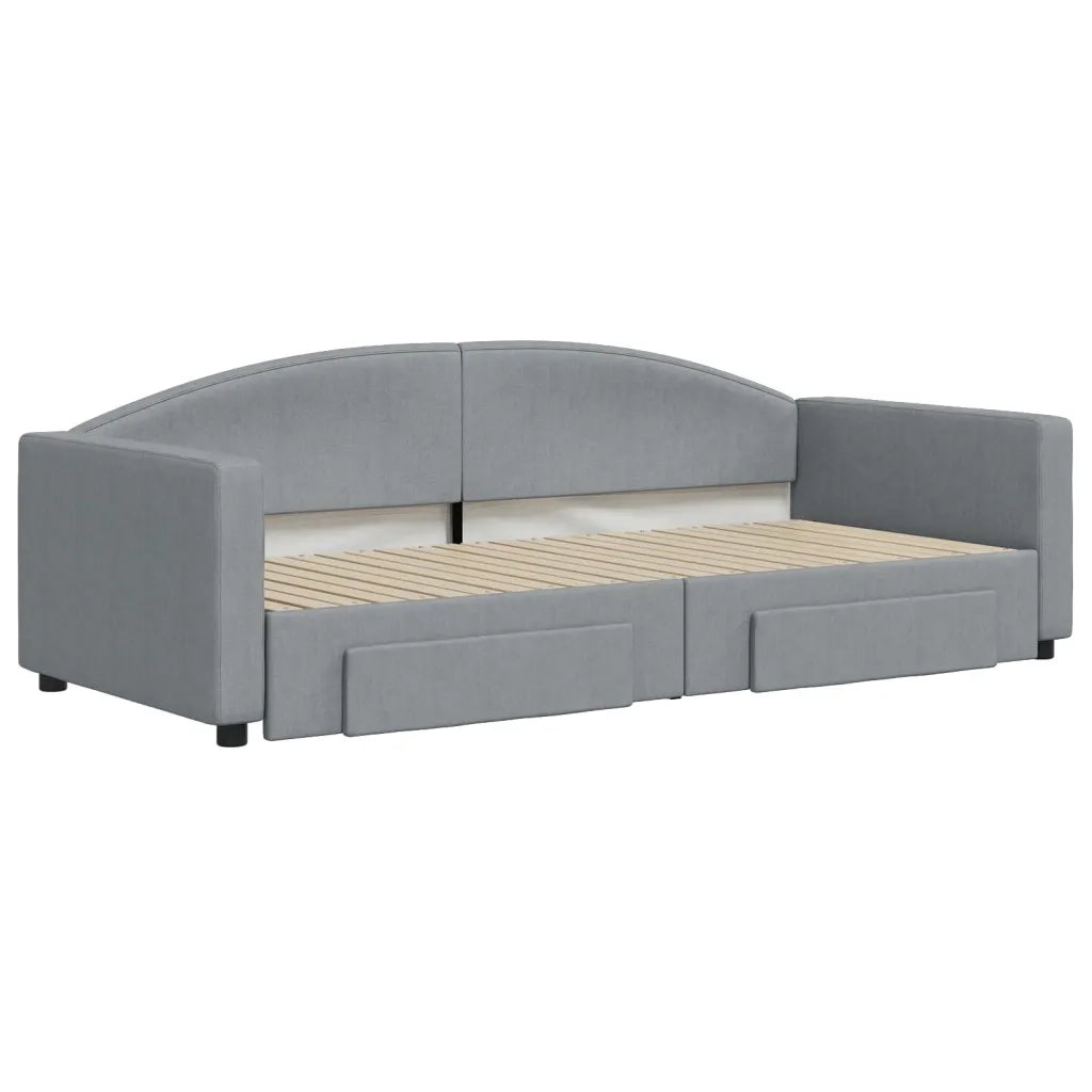Divano Letto Estraibile Cassetti Grigio Chiaro 90x200cm Tessuto 3197224