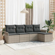 Divano da esterno con cuscino 5 pcs Grigio chiaro polyrattan