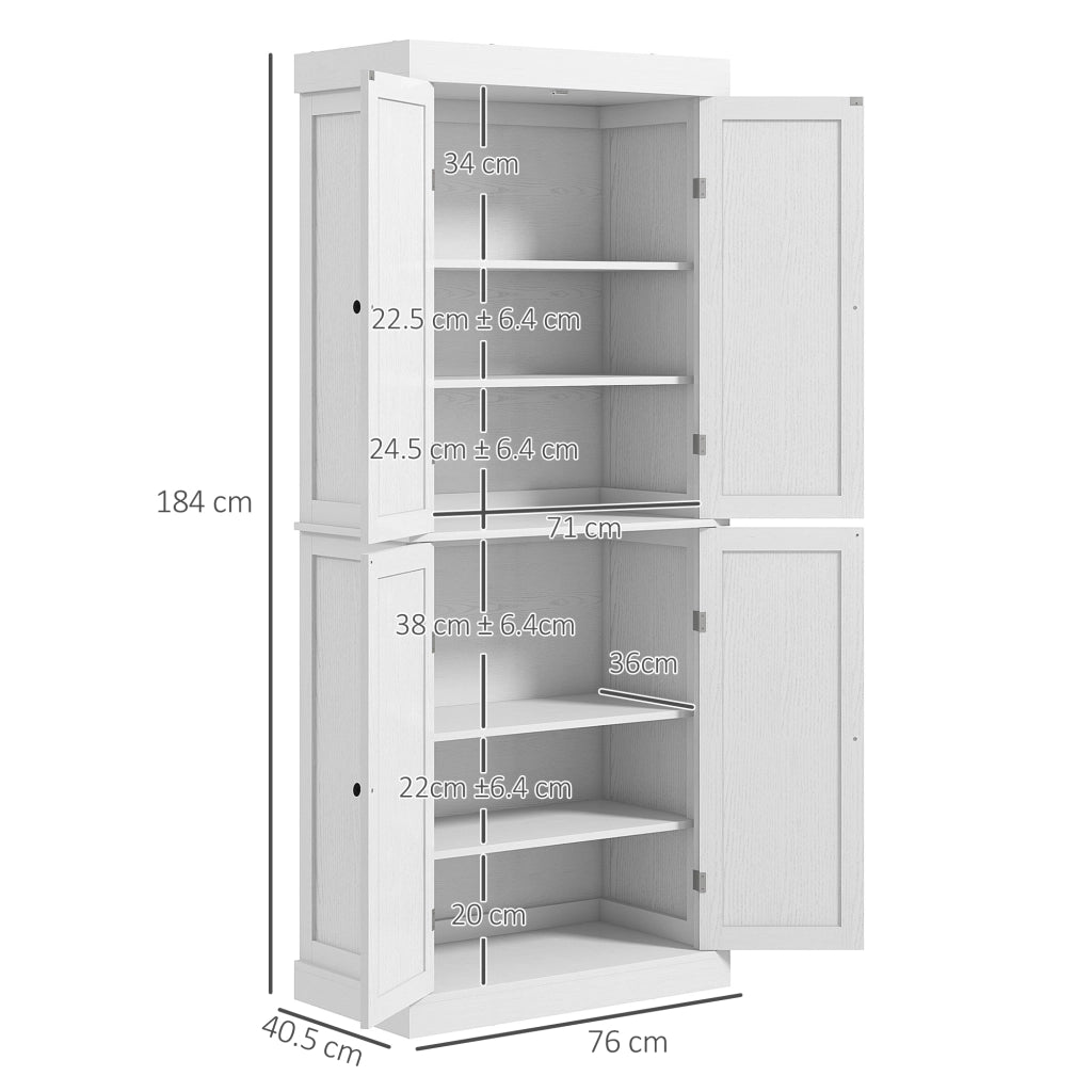 Mobile Cucina Alto con 6 Ripiani ¨C Xylo ¨C Legno Bianco 76x40.5x184cm