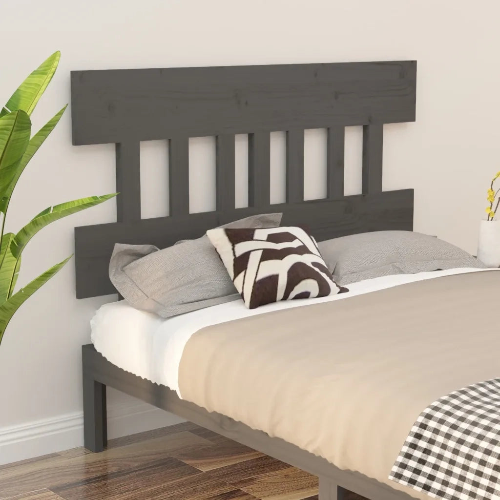 Testiera per Letto Grigia 203,5x3x81 cm Legno Massello di Pino 819142