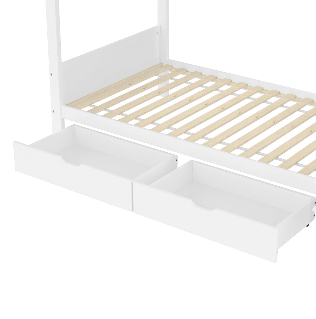 Letto a castello 90x200 cm con armadio, cassetti e spazio contenitivo