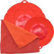 Set di accessori per pentole da 14 a 24 cm con rivestimento in microfibra per set in scatola colorata, protezione antiscottatura in silicone per pentole e padelle (rosso)