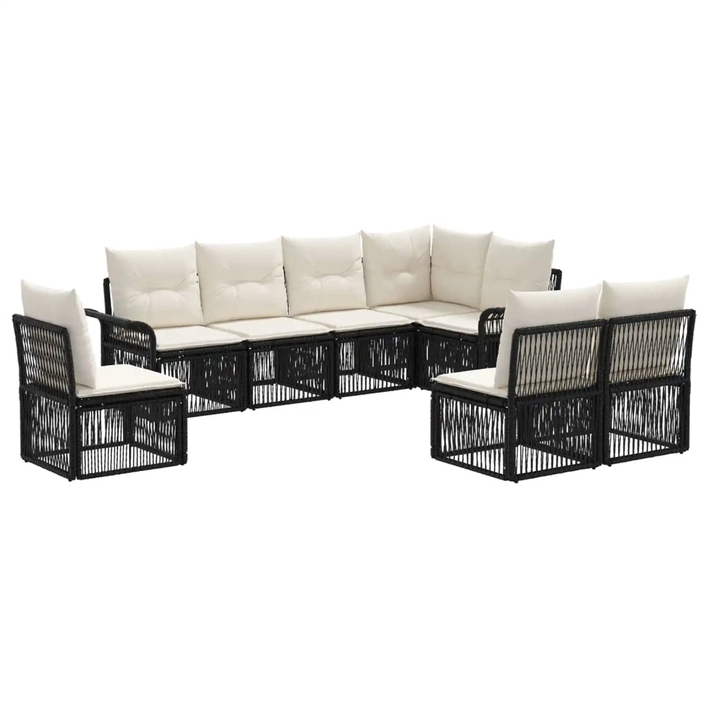 Set Divano da Giardino 8 pz Nero polyrattan 3434845