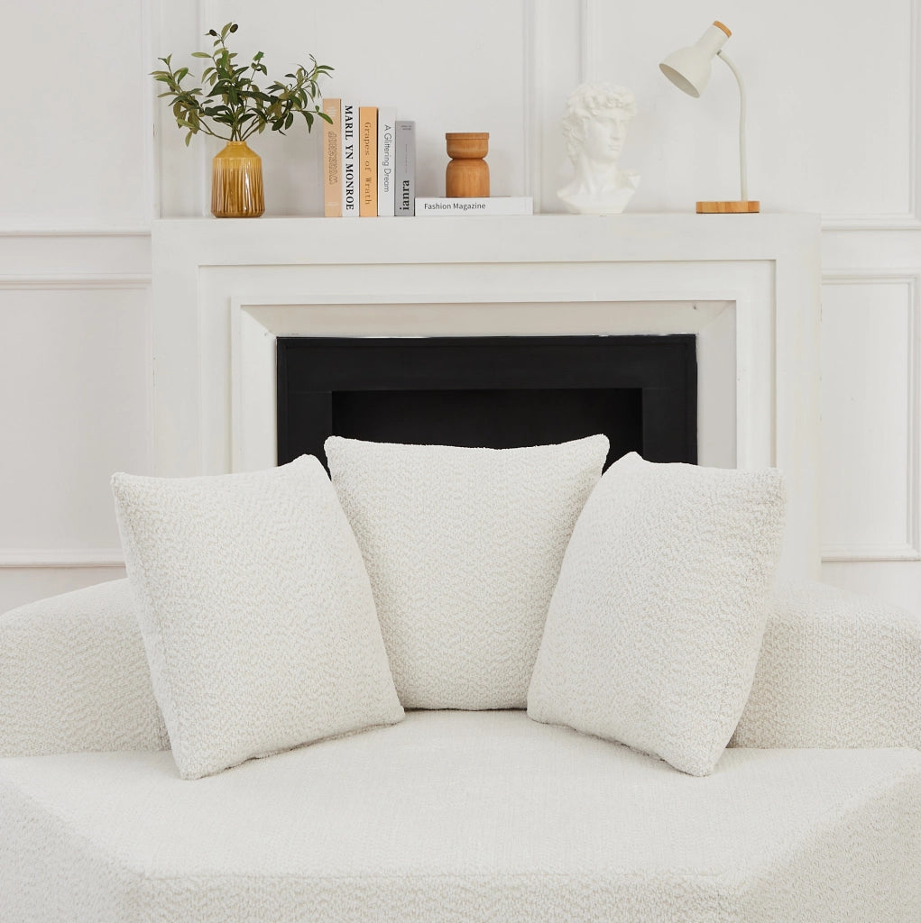 Poltrona modulare esagonale in ciniglia beige