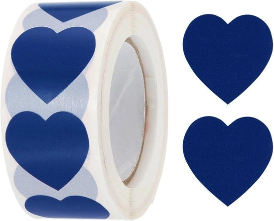 Sticker cuore 2,5 cm blu scuro per San Valentino 500 pezzi